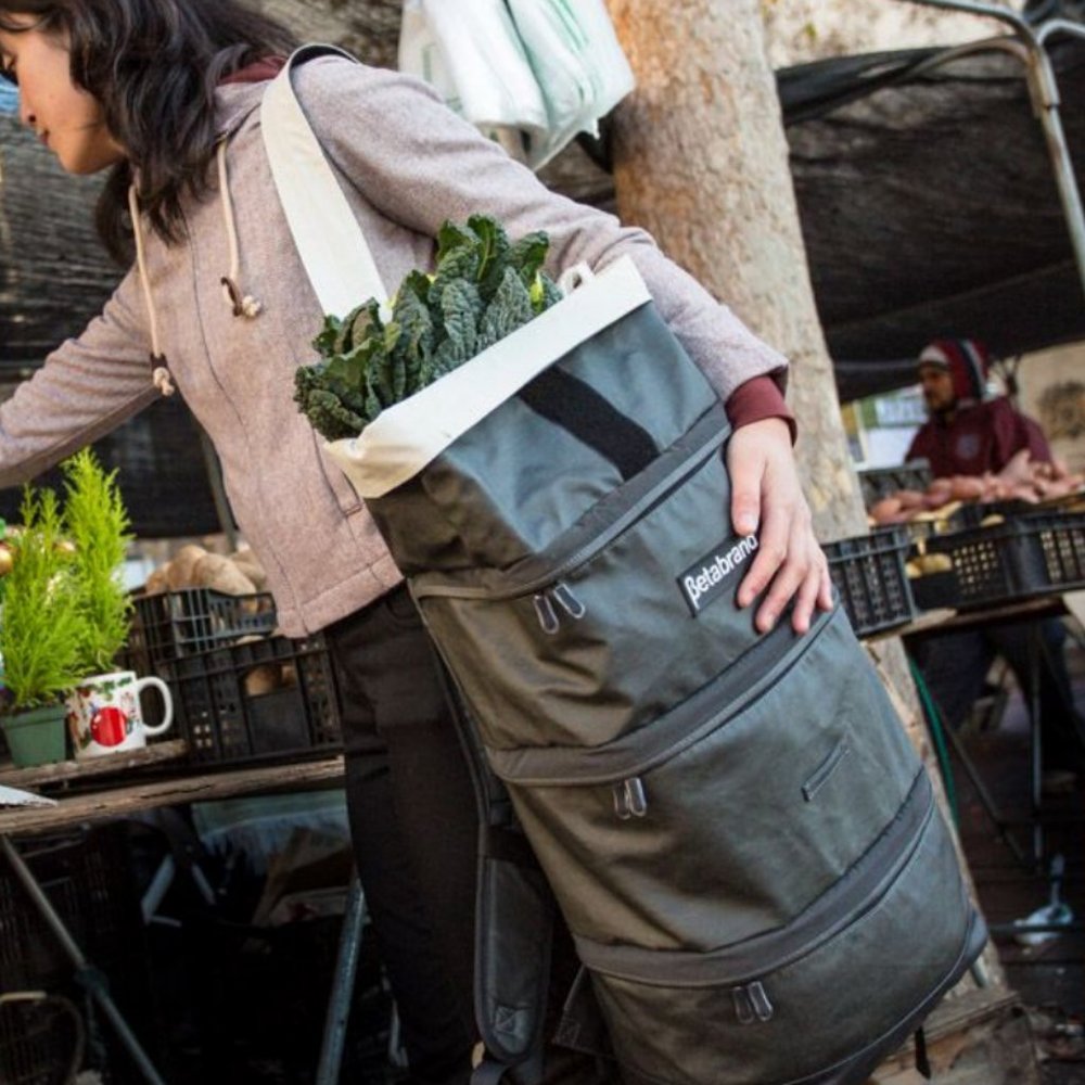 Betabrand Charcoal Cornucopia Bag Backpack Zipper Closure
